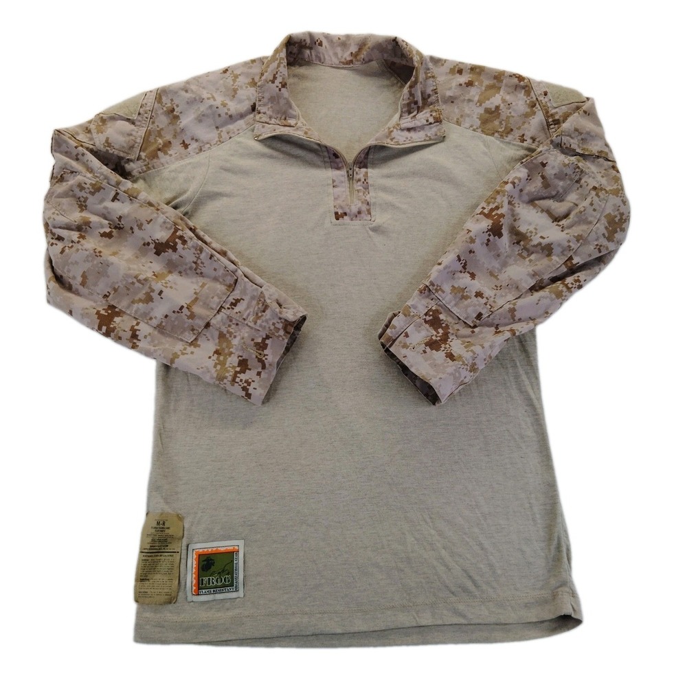 Propper Shirt Mens Medium Beige FROG FR Combat USMC Desert MARPAT 1/4 Zip Top